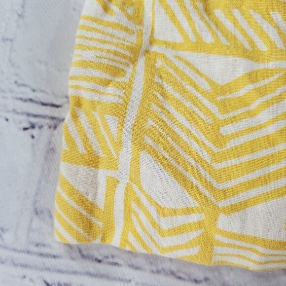 🔸️Love 21 Forever 21 Yellow & White Linen Skirt w/Pockets Medium - Picture 4 of 10